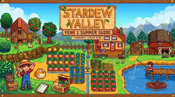 Featured image for article 'Stardew Valley Year 1 Summer Guide: Restore the Community Center Fast' at gametheory.city