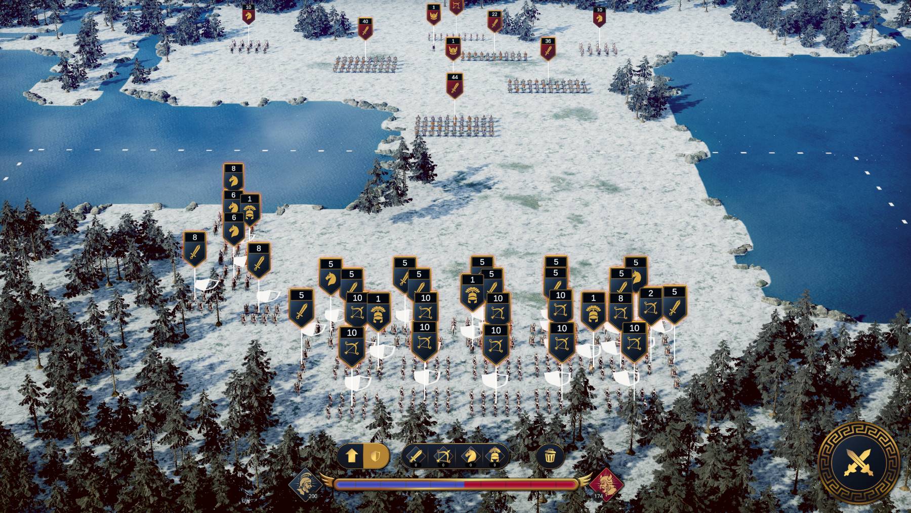 A battle formation at the start of one of the battles in Citadelum. Soldiers are set to hold their ground, awaiting the enemy.