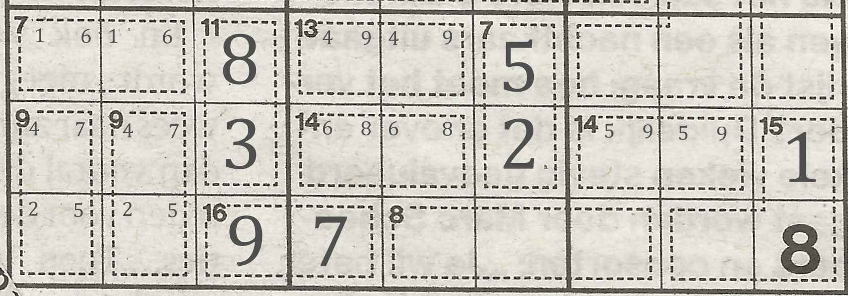 With all but one field pencilled in, we are ready to fill in the final number on that middle row.