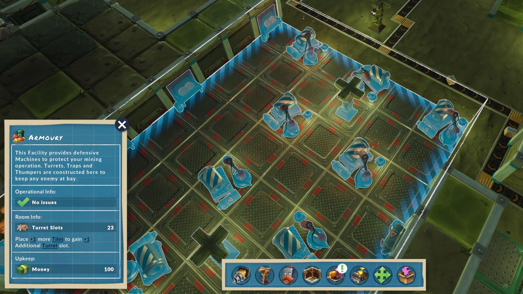 An 48 tile armoury, offering room for 23 turrets.